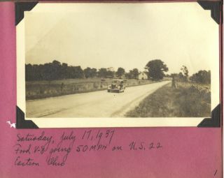 Vintage Photo Album 1937 Car Trip Ford V - 8 Ohio To Dc Kerouac On The Road Vibes