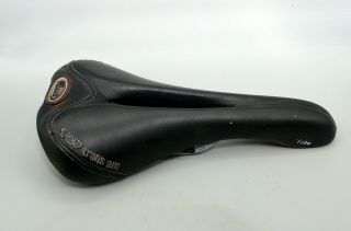 Vintage Selle Italia Flite Gel Bike Saddle Black Leather Made In Italy