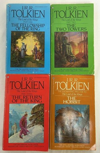 Vintage Jrr Tolkien 4 Book Set Paperbacks Lord Of The Rings & Hobbit Vtg