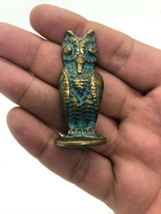 Vintage Small Owl Hand Made Solid Brass Bronze Figure Figurine Statue Ironwork