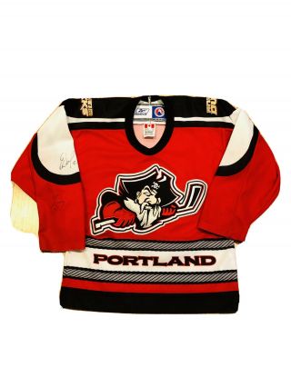 Vintage Ccm Portland Pirates Hockey Autographed Youth Size Small Anaheim Ducks