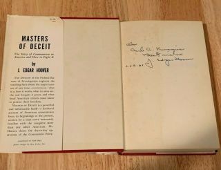 Master of Deceit by J.  Edgar Hoover - SIGNED BY AUTHOR (1961) Hardcover Book 2