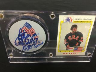 Jim Craig Signed Autographed 1980 Usa Olympic Hockey Miracle On Ice Puck