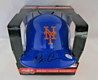 Pete Alonso / Autographed York Mets Logo Baseball Mini Batting Helmet /