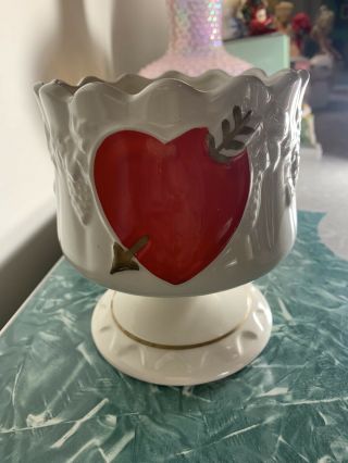 Vintage Lefton Valentines Day Compote Heart Planter