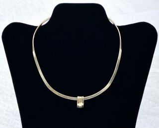 Vintage Mexico 925 Sterling Silver Choker Collar Necklace With Charm Cond.