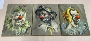 Vintage Cydney Grossman 3 Clown Prints 1960 