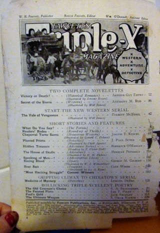 Triple X January 1926 Western - Adventure Detective - Novelettes - Serial - Short Story