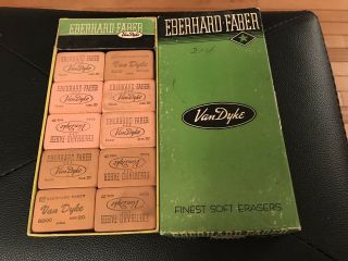 Full Box (20) Eberhard Faber Van Dyke 6000 Size 20 Vintage Erasers