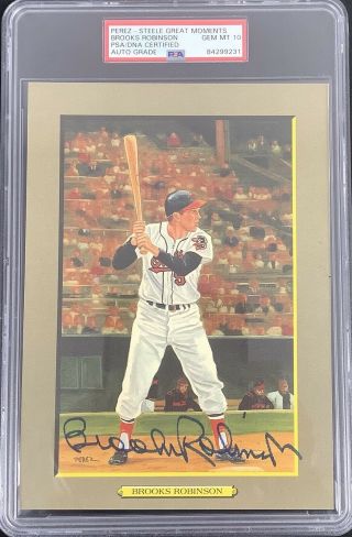 Brooks Robinson Signed Perez Steele Great Moments Card Orioles Psa/dna Auto 10