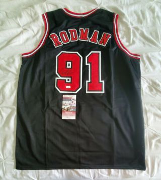 Chicago Bulls Dennis Rodman Signed Autographed Basketball Jersey Jsa Xl