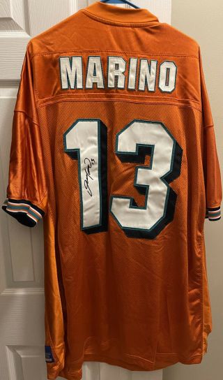 Dan Marino Auto Signed Miami Dolphins Nfl Football Alternate Orange Jersey