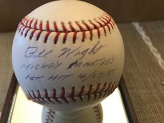 Bill Wight Signed Baseball Mickey Mantle’s First Hit 4/17/51 JSA 2