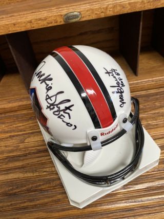 Hof White Mini Helmet Signed By 3 Hall Of Famers With