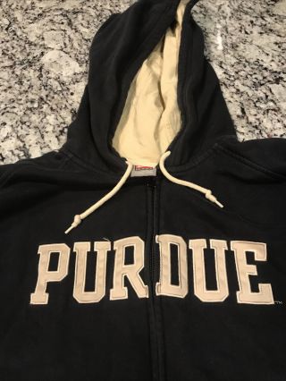 Vintage Nike Team Purdue Boilermakers Black Full Zip Hoodie Sweatshirt Jacket Xl