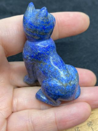 , Carved Lapis Lazuli Cat Specimen - 62.  6 Grams - Vintage Estate Find 2