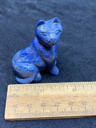 , Carved Lapis Lazuli Cat Specimen - 62.  6 Grams - Vintage Estate Find 3