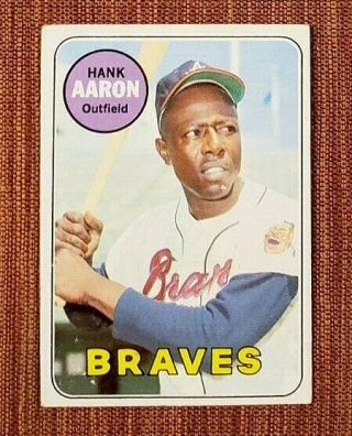 1969 Topps 100 Hank Aaron Atlanta Braves Vintage Baseball Card