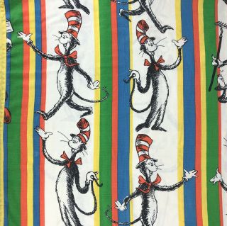 Vintage Dr.  Seuss Cat In The Hat Throw Blanket Tapestry Fabric 80 " X105 " Huge