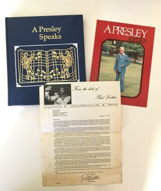 1978 A Presley Speaks Vester Presley Lmtd Ed Signed,  Ad,  Letter Paul Lichter