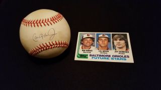 Cal Ripken Jr Autographed Baseball W/ Beckett & 1982 Topps Rookie Card (nm)