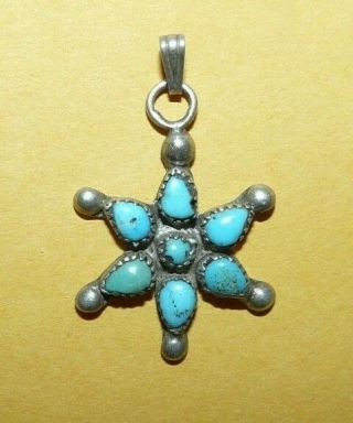 Vtg Old Pawn Native American Navajo Southwest Sterling Silver Turquoise Pendant
