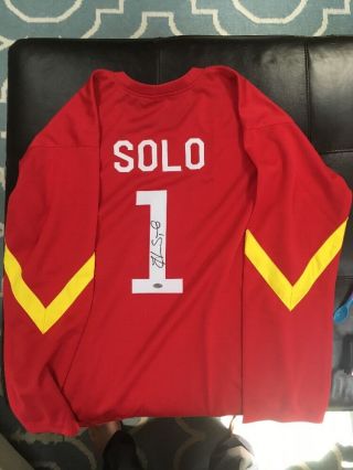 Hope Solo Signed Custom Red Soccer Jersey Auto Autograph Large
