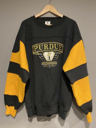 Purdue Boilermakers Midwest Embroidery Vtg Sweatshirt Ncaa Black/yellow Size Xl