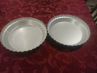 2 Vtg Wear - Ever Fluted Aluminum Pie Pans Plates Tins 10x1.  75 " 2865 Usa Metal