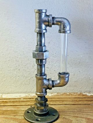 Vintage Steampunk Lamp Base Part Heavy Gauge Pressure Fitting Boiler Sight Glass