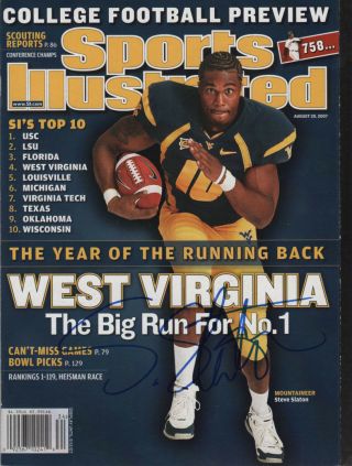 Steve Slaton West Virginia Mountaineer Football Signed Sports Illustrated
