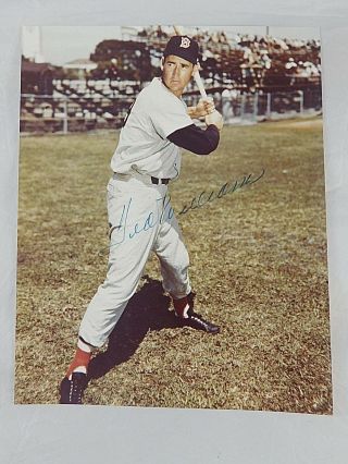Vintage Ted Williams Autographed Hand Signed Color 8x10 Photograph