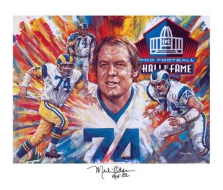 Merlin Olsen Autographed Lithograph Los Angeles Rams
