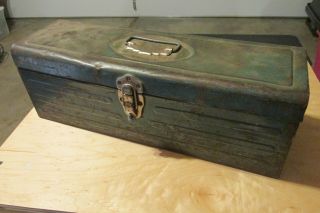 Vintage Union Steel Chest Corp.  19 " Metal Fishing Tackle Tool Utility Box Usa