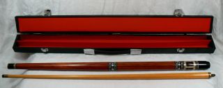 Vintage 4 Piece Pool Cue In Travel Case Mother Of Pearl Grip & Inlays