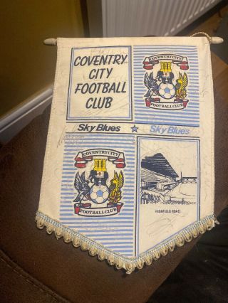 Vintage Coventry City Football Club Pennant Signed