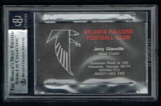Jerry Glanville Signed Autograph Auto Business Card Atlanta Falcon Coach Bas