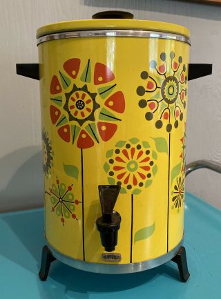 Vtg 1970s Retro Mod Flower Power West Bend Coffee Percolator Maker Urn Pot Bx
