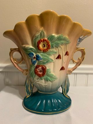 Vintage Hull Art Pottery Flower Vase Hand Painted 8.  5 "