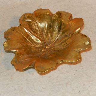 Vintage Virginia Metalcrafters Solid Brass Apple Leaf Bowl Dish Tray Large Heavy
