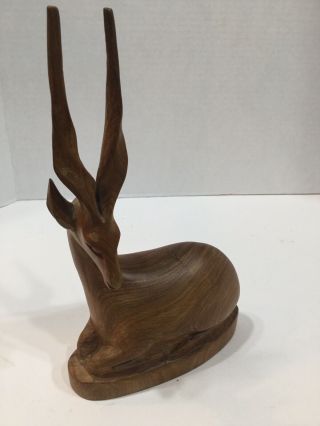 Vintage Carved Wood Gazelle Deer Antelope from Kenya Africa 8”.  1960 2