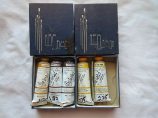 Vintage Oil Paint Grumbacher 5 Tubes.  All Soft.  Cadmium Yellow,  Sienna,  Umber