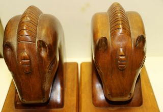 Art Deco Style Horse Head Matching Wood Bookends - Vintage