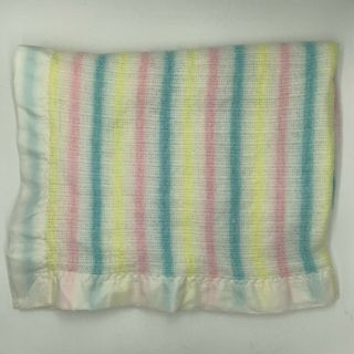 Quiltex Striped Nylon Binding Thermal Open Weave Baby Blanket Vintage Pink Blue