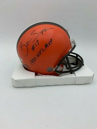 Brian Sipe Signed Cleveland Browns Mini Helmet Holo Nfl Mvp 1980 Insc