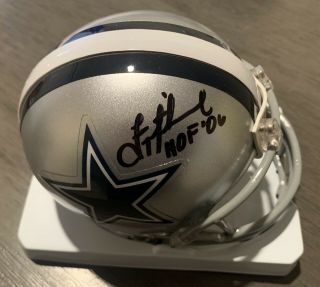 Troy Aikman Autographed Cowboys Mini Helmet - Gtsm Authenticated