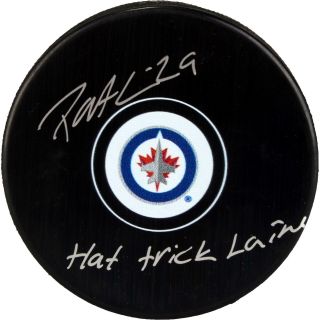 Patrik Laine Winnipeg Jets Signed Hockey Puck W/ Hat Trick Laine Insc - Fanatics