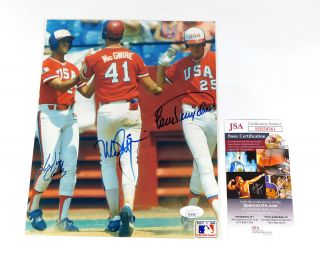 Mark Mcgwire / Will Clark / Cory Snyder Signed 8 X 10 Color Photo 3 Jsa Autos