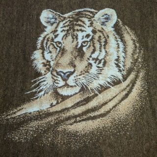 Biederlack Blanket Throw Reversible Bengal Tiger Vintage 58 X 80 Brown Cream Tan