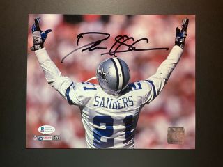 Deion Sanders Signed Autographed 8x10 Photo Dallas Cowboys Beckett Bas Nfl